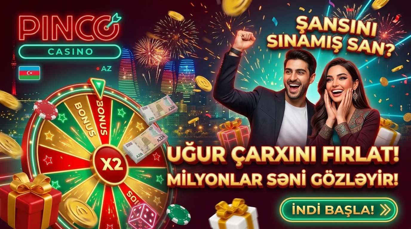 Pinco AZ təsviri: şans çarxı, hədiyyələr və iki iştirakçı